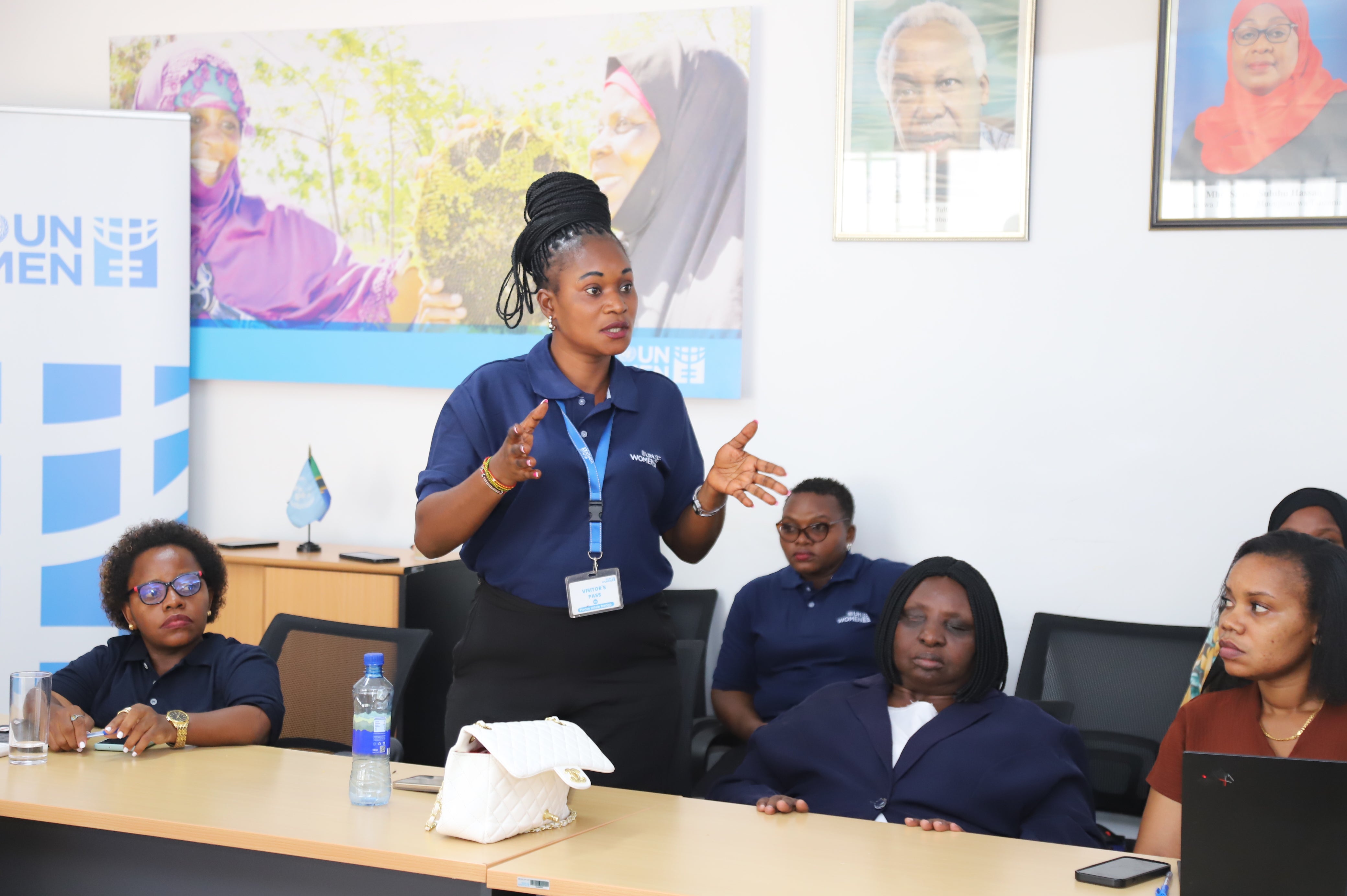 Aneth Isaya speaking at a consultative meeting on the ongoing update of the National Disability Policy
