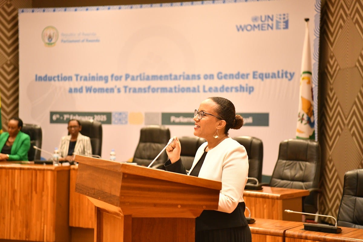 Ms. Tikikel Tadele Alemu, UN Women Programme Management Specialist delivering remarks.