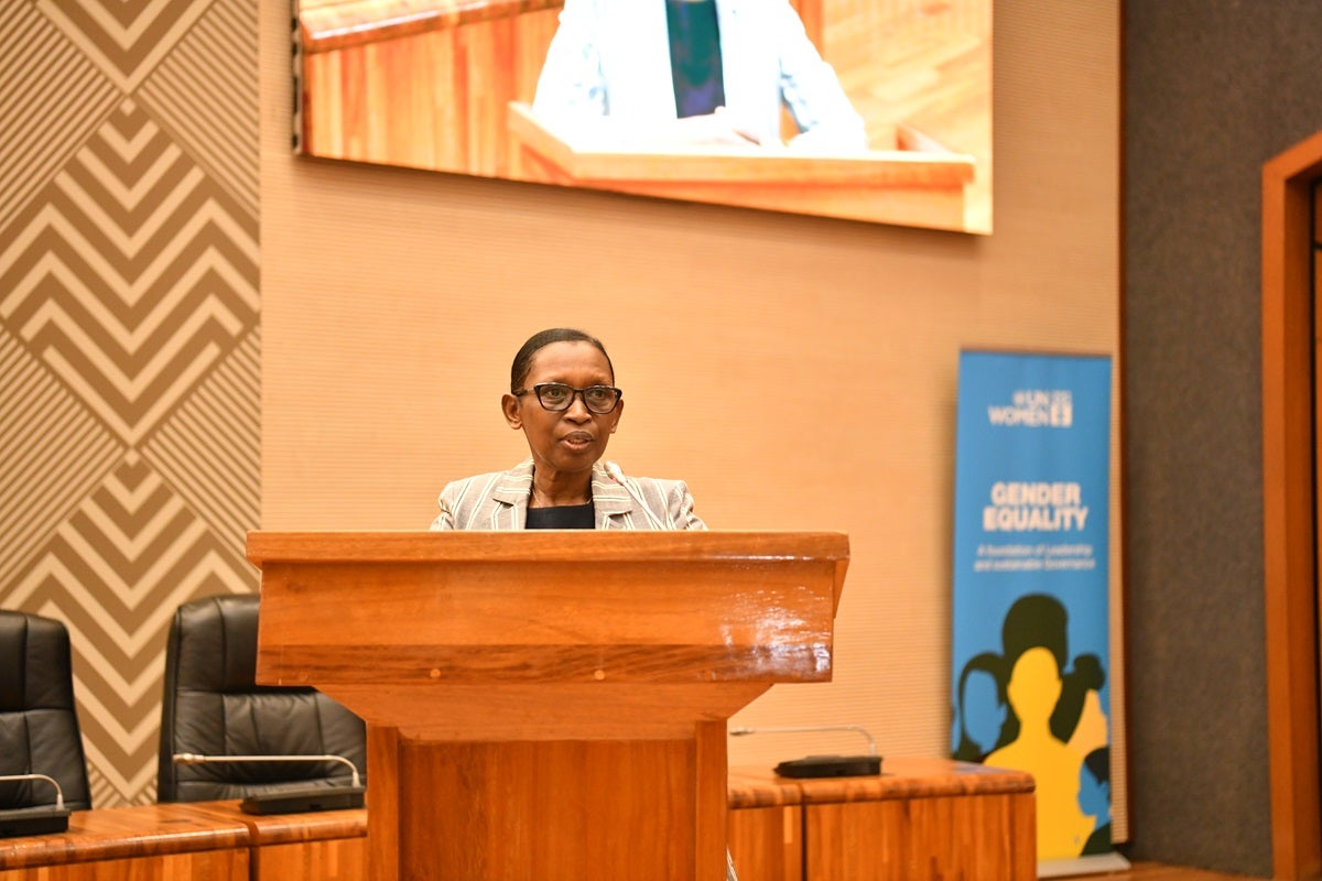 Rt.Hon. Speaker of the Chamber of Deputies, Kazarwa Gertrude addressing the participants of the training.