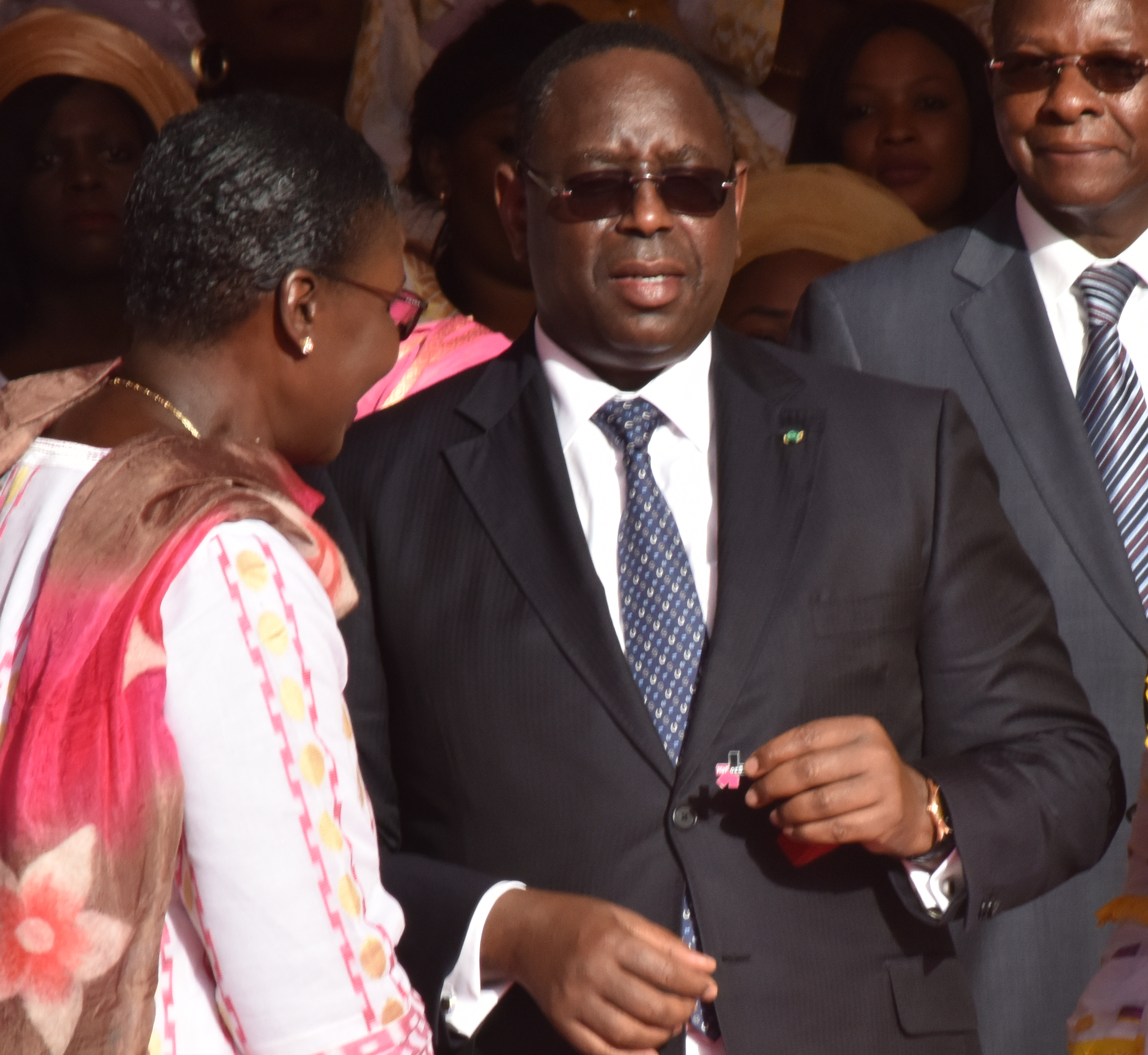 President of the Republic of Senegal, HE Mr. Macky Sall receiving the He For She pin