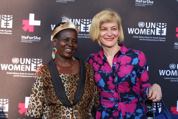 Senior Chief Kachindamoto, a prominent champion in the fight to stop child marriage with President of the UN Women Executive Board, Ivana Pajević. Photo: UN Women