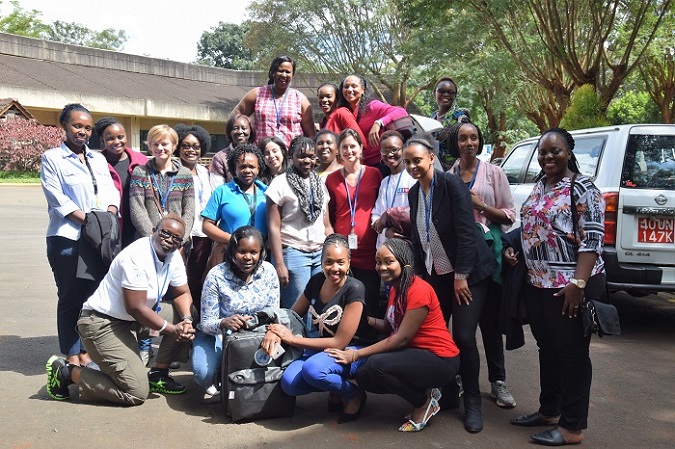 Participants of the concluded training on women's security pose for a group picture at UNON Compound in Nairobi. Photo : UN Women/ Faith Bwibo