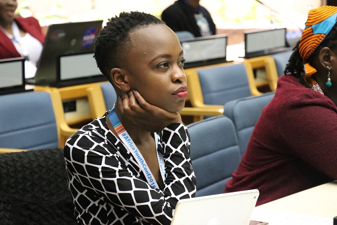 Nerima Wako, participant from Kenya follows the discussions. Photo: UN Women/ Faith Bwibo