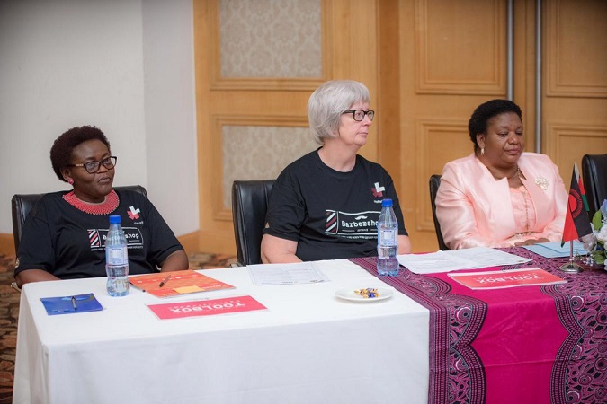 Hon. Cecila Chazama, Minister of Gender, Children, Disability and Social Welfare/ The Chargé d´Affaires, Embassy of Iceland, Ágústa Gísladóttir and UN Women Malawi Representative, Ms. Clara Anyangwe at the Barbershop Launch in Lilongwe