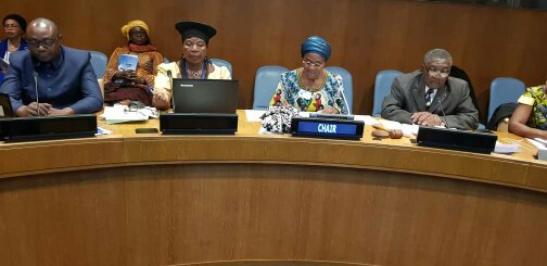 (from left to right) Joseph Ngoro, Un Women Program Specialist; Justine Tamungang, Director at Ministry of Agriculture; Marie Therese Abena, Minister of Women Empowerment and the Family chair of the side event; and Michel Tommo Monthe, Cameroon Ambassador to the UN.