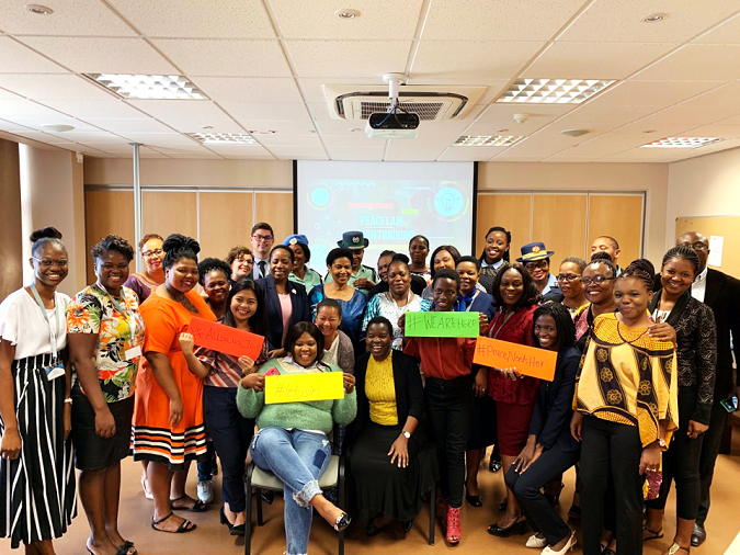UN Women Executive Director, Phumzile Mlambo-Ngcuka with participants at the Youth Peace lab, one of the working groups at the 3rd Capital Level Meeting of the Women Peace and Security Global Focal Points Network. Photo: UN Women/Otae Mkandawire 