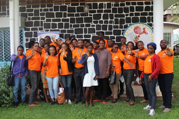 Family photo of GBV prevention and Menstrual Hygiene Management training participants.  