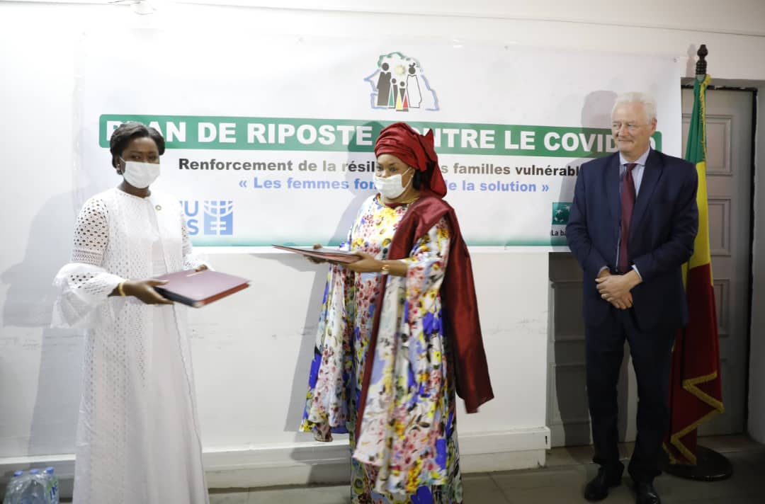 UN Women Regional Director Oulimata Sarr, Ms. Ndeye Saly Diop Dieng Minister for Women, Family, Gender and Child Protection and Mr. Bernard Levie, Director General of BICIS. Photo: UN Women/Khadidiatou Ndiaye