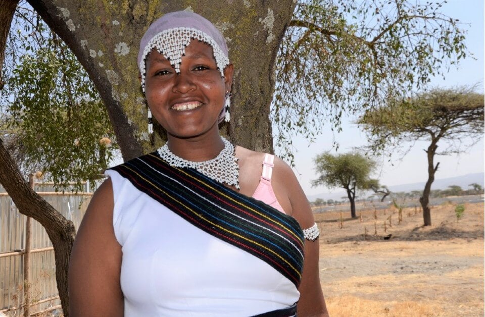 Kebele Burie inside the women-owned livestock fattening compound supported by the business cooperative where Burie serves as a secretary. Photo_ UN Women_Fikerte Abebe