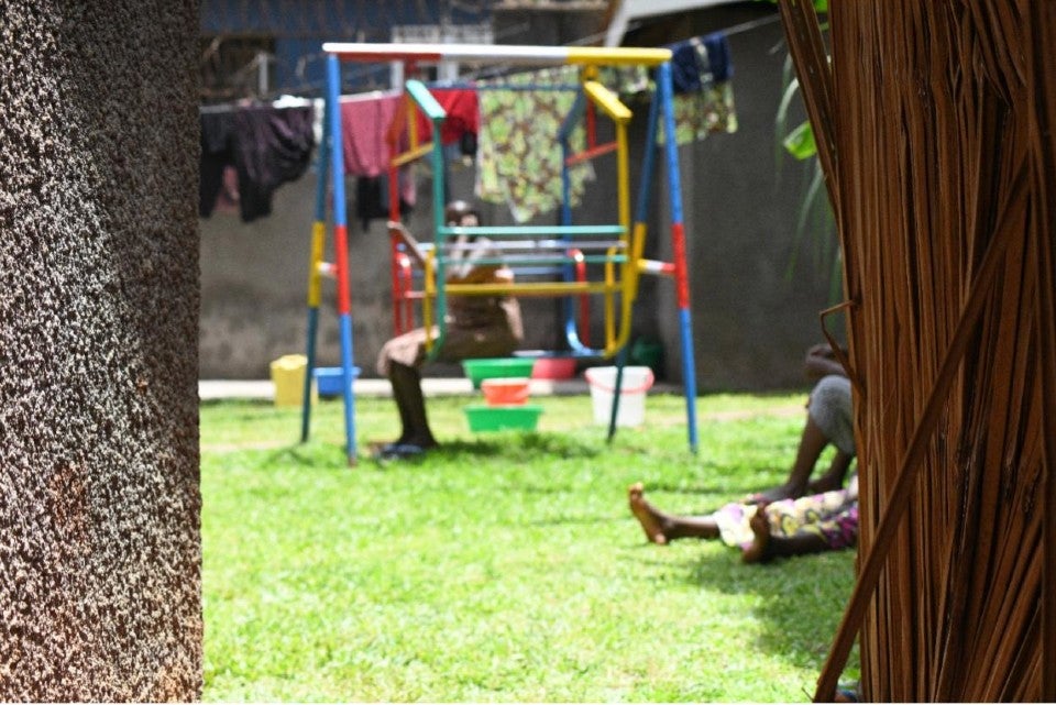 Some of the Shelter residents enjoy some fresh air in between wellness activities