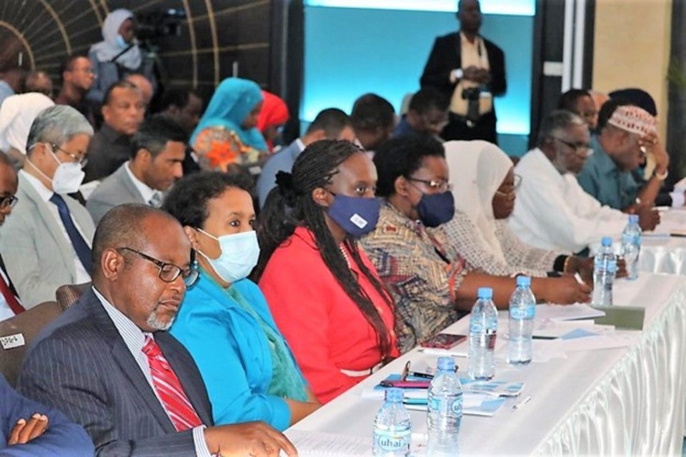 UN Women Tanzania Representative, Ms. Hodan Addou, with delegates at the Blue Economy Forum for Socio-economic Development and Environmental Conservation. Photo: Courtesy of UONGOZI Institute/Tanzania  