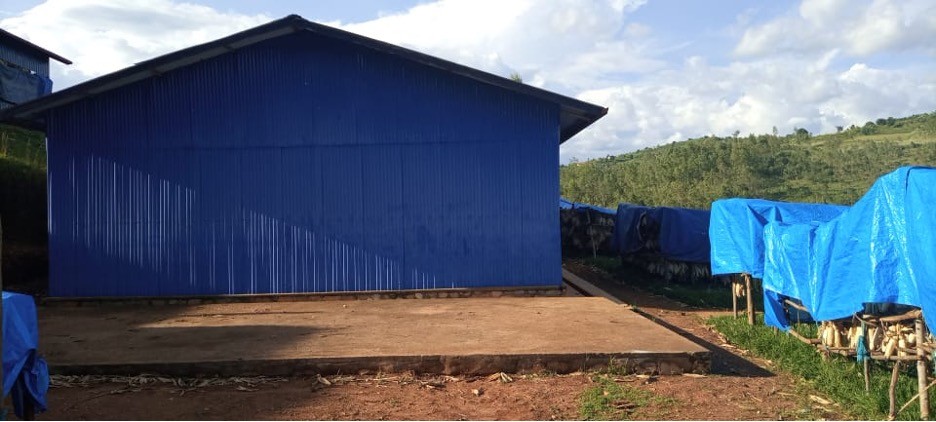 This drying shed was built by RDO with funding from UN Women for Tuzamurane Cyeza Cooperativ., This was part of the post-harvest equipment given to the cooperative to improve quality. Photo: UN Women Rwanda