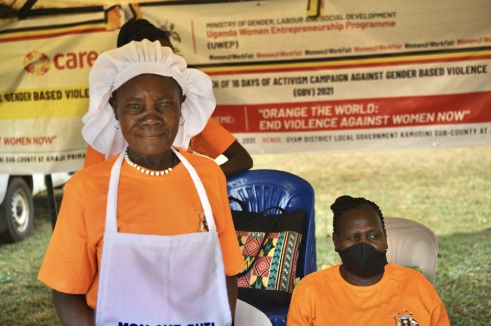 One of the women entrepreneurs, benefiting from the UWEP, showcasing shea butter at the national launch Photo: UN Women Uganda/Eva Sibanda