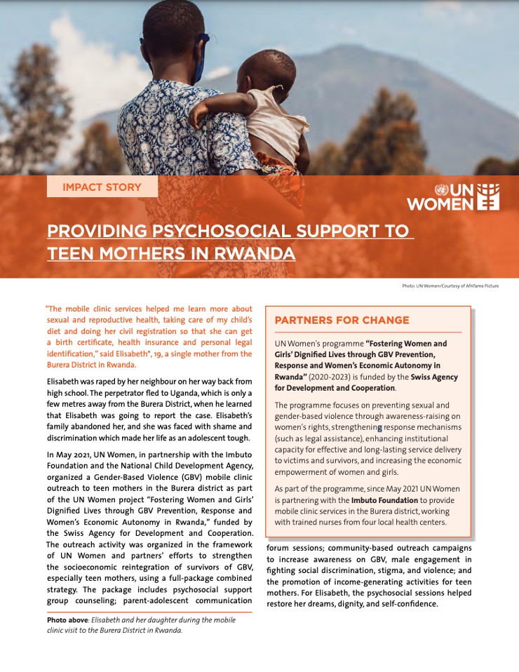 PROVIDING PSYCHOSOCIAL SUPPORT TO TEEN MOTHERS IN RWANDA