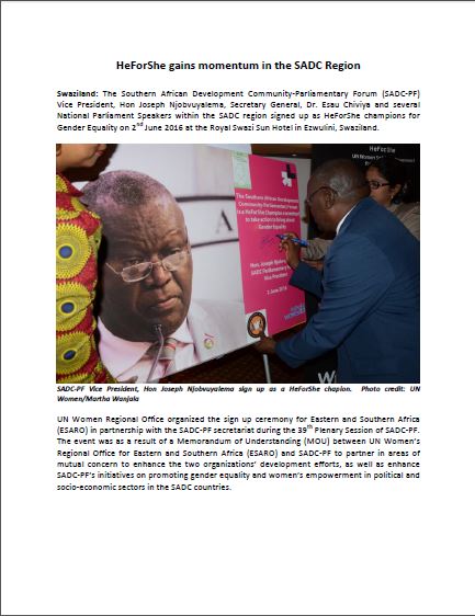 HeForShe gains momentum in the SADC Region
