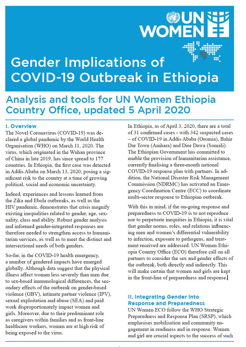 UN Women ECO - Covid-19 Update - Gender Implications - Apr 5 2020