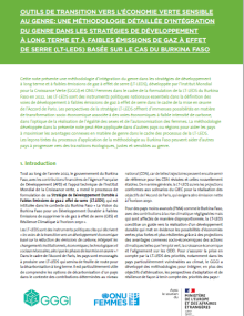 Outils de transition vers l'économie verte sensible au genre : une méthodologie détaillée d'integration du genre dans les stratégies de développement à long terme à faibles émissions à effet de serre (LT-LEDS) basée sur le cas du Burkina Faso