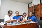 Selected participants during a robotics session at the African Girls Can Code Initiative 'Binti Dijitali' coding camp in Dar es Salaam.