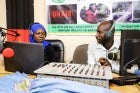 Amina Mohamed and Hassan Vuai Saburi, community radio presenters for the youth-led Kati Radio station in their studio in Zanzibar. 